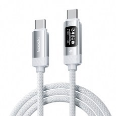 Toocki C타입-C타입 PD3.1 240W OLED 스크린 디지털 디스플레이 초고속 충전케이블, 1개, 화이트, 3m