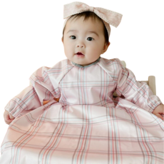 벨베이비 아동용 자기주도 이유식 긴팔 완전커버 턱받이 라지, 1개, (리뉴얼)핑크 체크, 1개입