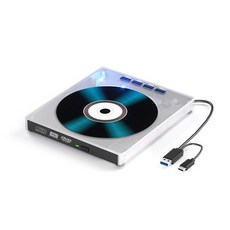 외장 DVD USB CD 라이터 외장형 저소음 PC SD카드 TF 다기능, 7-in-1다기능DVD-RW, 투명, 1개