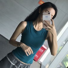 女士緊身運動瑜珈背心 跑步休閒無袖上衣 夏日舞蹈外穿