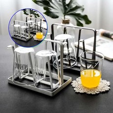 쌍문상회 주방정리 화이트블랙 스틸 6구 컵수납정리 컵걸이 위생건조대 컵꽂이 컵홀더 컵건조대 컵정리 주방컵정리 주방컵걸이 주방컵꽂이 주방컵홀더 컵정리대 주방위생 40872EA, 블랙