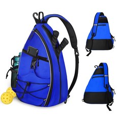 WOLT 피클볼 가방 여성용 크로스바디 슬링백 테니스용 펜스 후크가 달린 백팩 라켓볼, Blue, 1개, 파랑