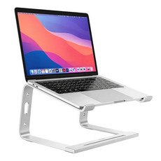Staples TECH 조절 가능한 알루미늄 노트북 스탠드 - 11인치~17인치 노트북에 적합 통기성 쿨링 및 미끄럼 방지 베이스가 있는 인체 공학적 아이 레벨 라이저 실버, Silver