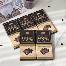 러시아산 뉴 데이트 쌉싸름한 순수 함유 프레이즈드 초콜릿 개별 무설탕 다크 매우 포장 맛, 1개, M. 5개입 85g 99 다크