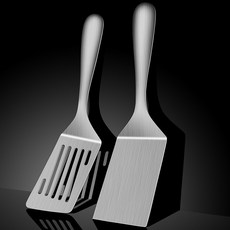 不銹鋼煎鏟煎果子工具颳子料理剷，不鏽鋼材質耐用好清洗，輕鬆翻炒食材, 304全鋼款加寬大平鏟+鏟漏, 1個