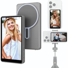 맥스키 마그네틱 휴대폰 브이로그 셀카 모니터 화면 ，셀카 라이브 스트림 틱톡에 후면 카메라 사용 아이폰 및 안드로이드 ，와 호환 사진 애호가를 위한 (그레이), Grey, 1개