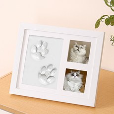 이지유 (점토2개) 셀프 발도장 키트 액자 레터링 강아지 고양이 기념 발자국 도장 조형물 키트, 1개, 화이트액자