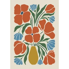 쿠쿠스토어 레트로 보헤미안 플라워 아트 캔버스 포스터 미드 센추리 그린 플랜트 월 프린트 거실 봄 여름, 02 50x75cm No Frame, 04 CT1023-3, 1개