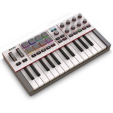초보자 및 제작자를 위한 Akai Professional MPK Mini IV USB-C MIDI 키보드 컨트롤러 - MPC 드럼 패드 360 노브 피치 모드 휠 프로덕션, Grey