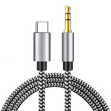 Pixel 6 5 4 3 2 XL iPad Pro 2021 2020 2018 Samsung Sony HTC Moto 등과 호환되는 USB C-3.5mm Aux 케이블 헤드, Silver, 실버