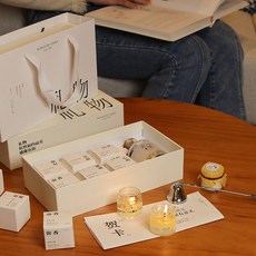 ROMANTIC TIMES 香氛蠟燭 茶蠟禮盒組, 香裏藏詩茶蠟禮盒8個裝+蒙古包容器