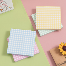 예쁜 떡메 접착 점착 포스 메모지 4종 세트잇 - 떡메 수첩 다꾸 체크무늬 붙이는 메모지, 핑크+옐로+스카이+그린