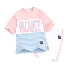 JELISPOON 女童款夏日拚色短袖t恤+短褲套裝