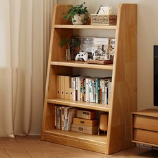 SeekFun 다층 원목 책꽂이 수납선반 거실 서재 대용량 책장 4단 5단 800mm, 원목색