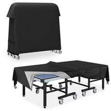 COSHNIBI 탁구 테이블 커버 420D 옥스포드 원단 방수 자외선 차단 실내 및 실외 커버 2.7x1.5m(9x5피트) 실내/실외 접이식 플랫 테이블에 적합-블랙, COSHNIBI 탁구 테이블 커버 420D 옥스포드 원, 블랙