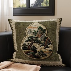 中古風沙發靠枕復古家用抱枕牀頭牀上靠枕靠墊飄窗靠背含芯可拆洗, 04_古韻山水葫蘆【親膚柔軟 雙面印花】