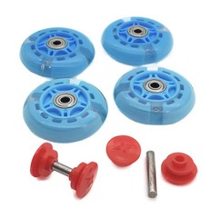 兒童扭扭車配件 靜音閃光輪胎 搖擺車溜溜車輪子 前後輪妞妞車配件 台灣出貨, 1個, 藍色8cm閃光靜音輪4個+軸卡扣2對