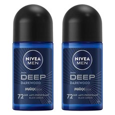 니베아 남성용 딥 세가 앤 커링 72 잼 롤 온 데오드란트, 2개, 50ml