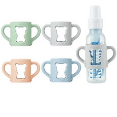 닥터 좁은 젖병이 포함된 팬더이어 4팩 실리콘 젖병 손잡이 8온스/250ml 미끄럼 방지 그립