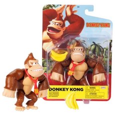 Super Mario 10.2cm4인치 액션 피규어 우산 달린 피치 공주, 바나나 동키콩