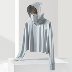 冰絲防曬外套 UPF50+ 涼感透氣 防紫外線遮陽衣 女款戶外運動薄外套 均碼 灰色