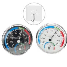 도나토르 배터리가 필요없는 아날로그 온습도계 실내+접착식후크, 블랙+후크걸이, 1세트