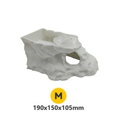 臺灣-出貨【新款熱銷】爬寵魚缸爬蟲守宮蜥蜴角蛙螃蟹躲避屋洞穴造景仿真自然石洞植物盆, M中號-白色【190*150*105mm, 1個