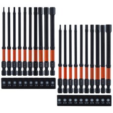 SPEEDWOX 20PCS 임팩트 헥스 헤드 앨런 렌치 드릴 비트 세트 미터법 및 SAE 1/4인치 헥스 섕크 S2 합금 강철 헥스 비트 세트 마그네틱 팁 임팩트 4인치 롱 앨런, 20개, Black 20개, Black