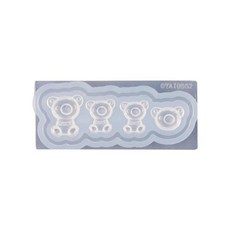 크리스탈 에폭시 수지 곰팡이 네일 조각 3D 곰 실리콘 곰팡이 DIY 공예 스탬핑 플레이트 네일 스텐실 매니큐어, 3, 1개