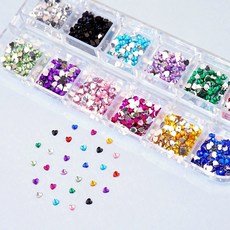 네일스토어 미니 하트 네일스톤 12세트-6 네일파츠, 1개, 믹스컬러