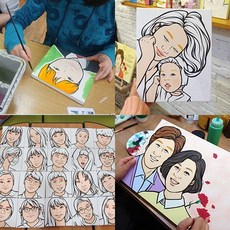 100%수제 셀프 팝아트초상화 DIY 키트 부모님 결혼 생일 커플 기념일 캐리커쳐 팝아트 캔버스 액자, 1인(팝아트감사패), 추천 33X24cm(문구/카네이션/배경완료), 1개