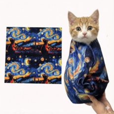 고양이 케어용 할큄방지 자가접착 매직 그루밍 랩 목욕수건 큰 수건 털 방지, 1개, 별이 빛나는 밤