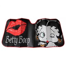 Plasticolor 003716R01 Betty Boop 유행을 타지 않는 블랙 아코디언 스타일 자동차 트럭 SUV 앞 유리 햇빛 가리개