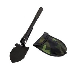 1PC 엔지니어 삽 군사 야외 캠핑 장비 다기능 접이식 차량 곡괭이, black, 1개
