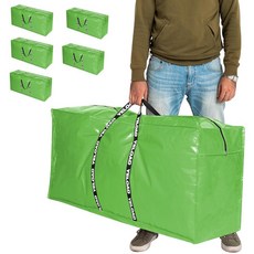 182.9L(66갤런) 엑스트라 라지 보관용 가방 6팩 - 블랙 XXL 튼튼한 방수 이동 토트백 대학 기숙사 여행 의류 및 침구용 접이식 지퍼 더플 핸들 포함, 연한 녹색