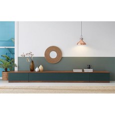 티비거실장 와이드 낮은 진열장세트 3000 모던TV다이, 딥그린