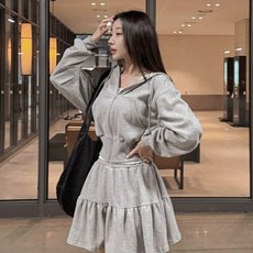떳다그녀 이터널 후드집업 치마 셋업 트레이닝 투피스 봄 꾸안꾸 캉캉 속바지 미니스커트 세트