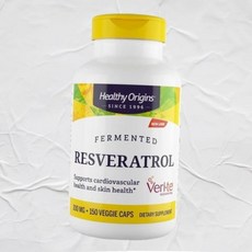 헤스티 오리진스 발효 레스베라트롤비 98% 트랜스 레스베라트롤 유럽 공급 300mg 150 식물성 미주 내수, 1개