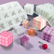 실리콘 캔들 몰드 수제 만들기 공예 실리콘 비누 몰드 양초틀 큐브 소형 몰드틀 수제틀 재료 세트