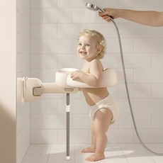 베베오브 아기 샤워 목욕핸들 휴대용 부착식, 1개, 베이지 크림