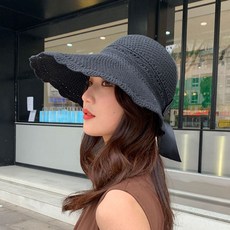 리본 돌돌이 썬캡 블랙 got+057VI