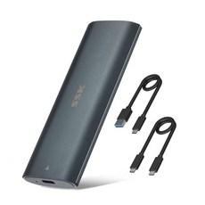 SSK 알루미늄 USB C to M.2 NVMe SSD 도구가 필요 없는 인클로저 리더기 3.1/3.2 Gen 2(10Gbps) PCIe M-키 UASP 트림 기능을 지원하, Blue Black SSK 141991 5047330