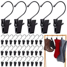 Otoolling 옷장 부츠 후크용 행거 50개 프리미엄 클립이 있는 바지 행거 튼튼한 클래식 블랙 옷 클립 레깅스 양말 타월 모자용 244994, Otoolling 옷장 부츠 후크용 행거 50개, 프리