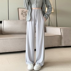 粉色防曬褲女夏季薄款高腰垂感寬鬆直筒休閒闊腿褲涼涼冰絲運動褲, S