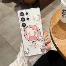아펙시움 휴대폰케이스 갤럭시 S24 S25 S26 울트라 맥세이프 투명 낙상 방지 지지대 팔찌 케이스 귀여운 고양이