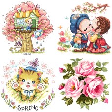 십자수 원단패키지 DIY 세트 (도안 실 바늘 만드는 재료 포함), Type1 십자수원단패키지, 1세트