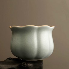 林德豐汝窯茶杯台灣豐子汝窯丰子茶具-汝窯天青色高葵口杯容量100cc, 1個