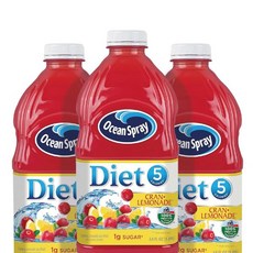 비타민 음료 해외 주스 2MS 박스 5팩 오션 스프레이 포도 플라스틱 병 64파운드, Diet Lemonade, 1.89L