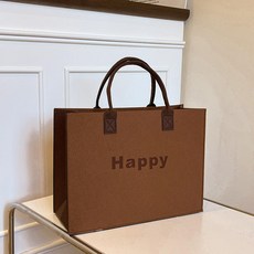 대용량 펠트 토트백 손잡이 가방 선물용 쇼핑백 광고용, 미디엄 브라운 33x25x12, 1개