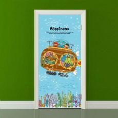 아트도어 현관문 시트지 필름지 잠수함 바다여행, 없음